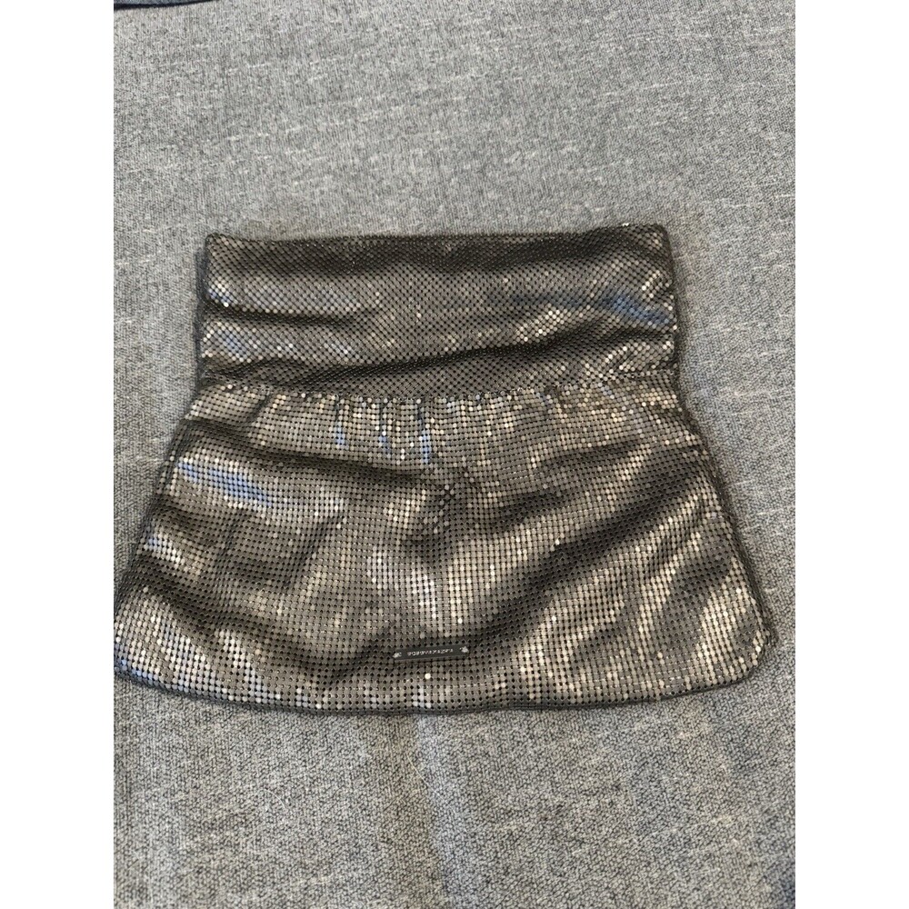 BCBGMAXAZRIA Black Metal Mesh Clutch Evening Bag with mesh bag